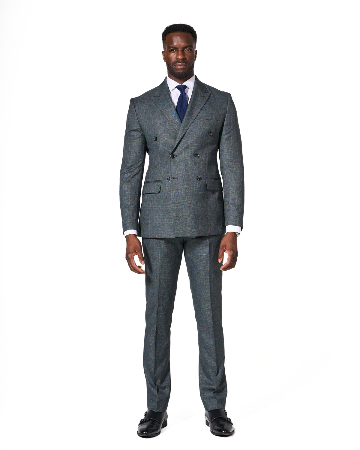 SUITD London charcoal Prince of Wales check double-breasted ready-to-wear suit