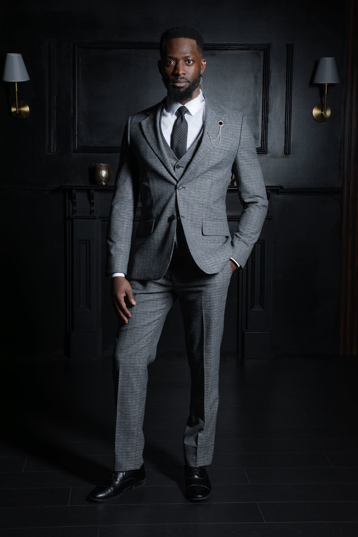 Grey three-piece wedding suit by SUITD London